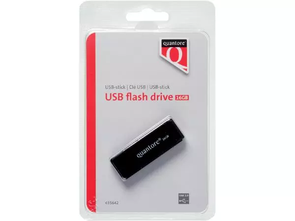 Een USB-STICK QUANTORE 16GB 2.0 ZWART koop je bij Kantoorvakhandel van der Heijde