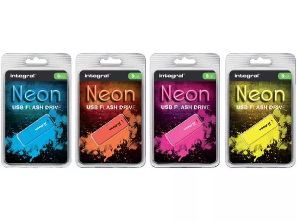 Een USB-stick 2.0 Integral 32GB neon blauw koop je bij NiceSupplies.nl