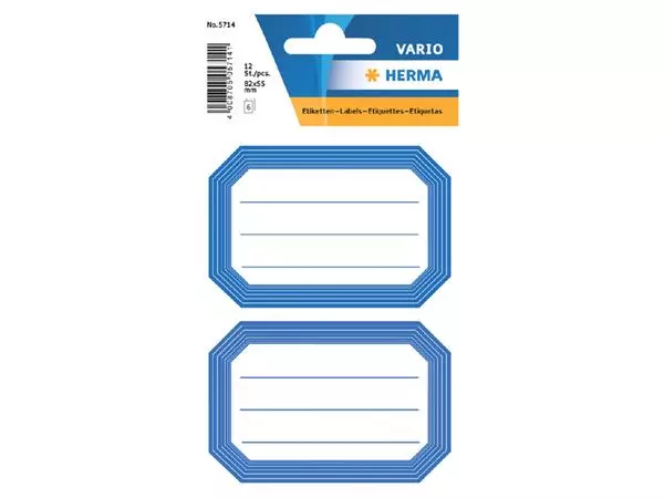 Een Etiket HERMA 5714 82x55mm schrift blauwe rand 12stuks koop je bij Van Hoye Kantoor BV