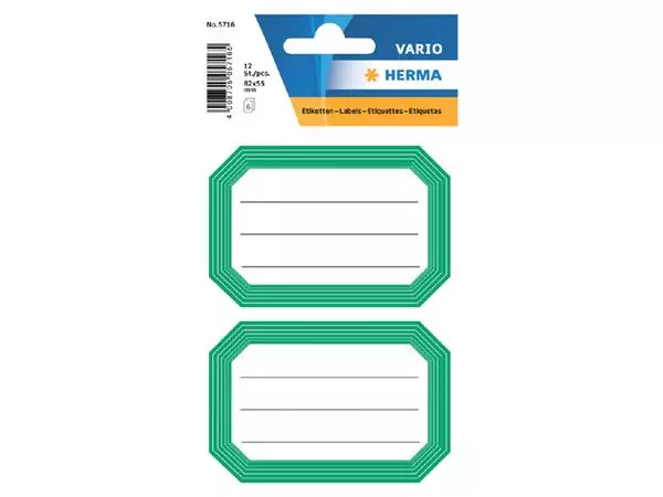 Een Etiket HERMA 5716 82x55mm schrift groene rand 12stuks koop je bij Van Hoye Kantoor BV