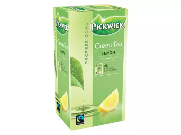 Een Thee Pickwick Fair Trade green lemon 25x1.5gr koop je bij Buro De Peuter