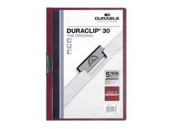 Een Klemmap Durable Duraclip A4 3mm 30 vellen aubergine koop je bij NiceSupplies.nl