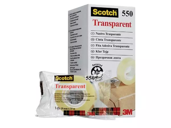 Een Plakband Scotch 550 19mmx33m transparant koop je bij De Angelot