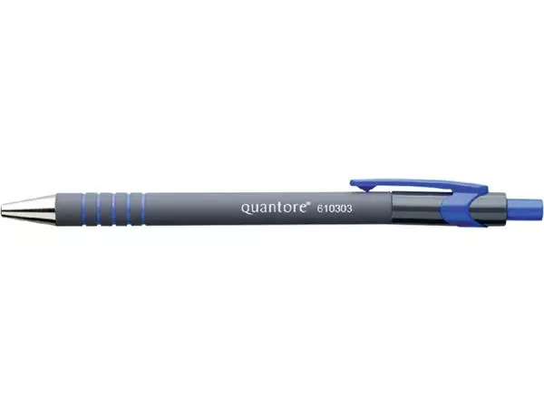 Een Balpen Quantore rubbergrip drukknop blauw medium koop je bij EconOffice