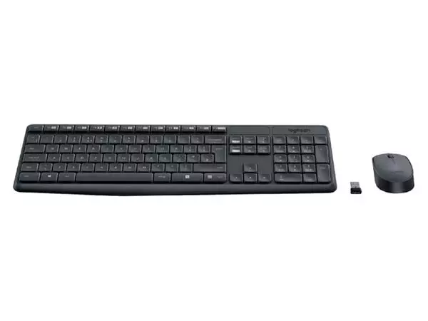 Een Toetsenbord Logitech MK235 Qwerty +muis zwart koop je bij NiceSupplies.nl