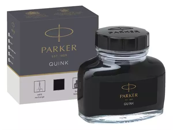 Een Vulpeninkt Parker Quink permanent 57ml zwart koop je bij NiceSupplies.nl