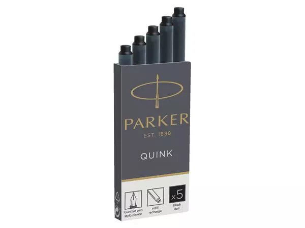 Een Inktpatroon Parker Quink permanent zwart pak à 5 stuks koop je bij Kantoorvakhandel van der Heijde