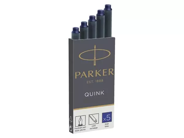 Een Inktpatroon Parker Quink permanent blauw pak à 5 stuks koop je bij Goedkope Kantoorbenodigdheden
