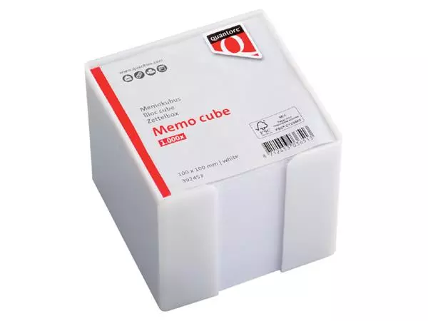 Een Cube mémos Quantore 10x10x9cm blanc 900 feuillets koop je bij Van Hoye Kantoor BV