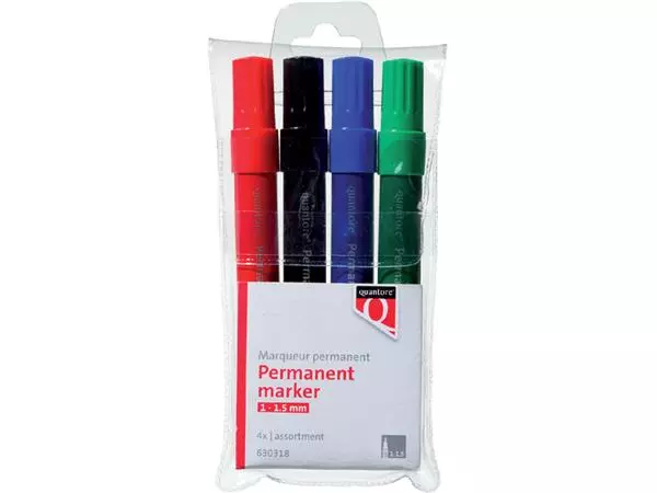 Een Permanent marker Quantore rond 1-1.5mm assorti 4 stuks koop je bij NiceSupplies.nl