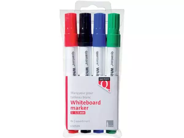 Een Whiteboardstift Quantore rond 1-1.5mm 4stuks assorti koop je bij Kantoorvakhandel van der Heijde