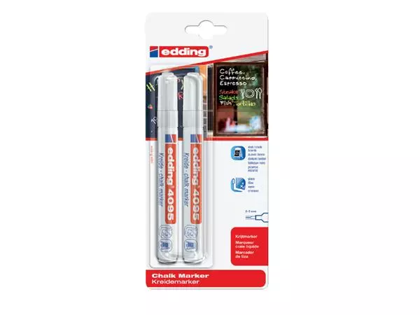 Een Krijtstift edding 4095 rond 2-3mm wit blister à 2 stuks koop je bij NiceSupplies.nl