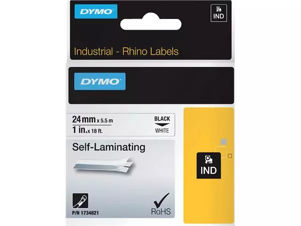 Buy your Labeltape Dymo Rhino industrieel zelflaminerend 24mm zwart op wit at QuickOffice BV