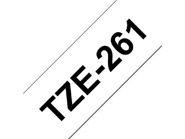 Een Labeltape Brother P-touch TZe-261 standaard 36mm zwart op wit koop je bij Buro De Peuter