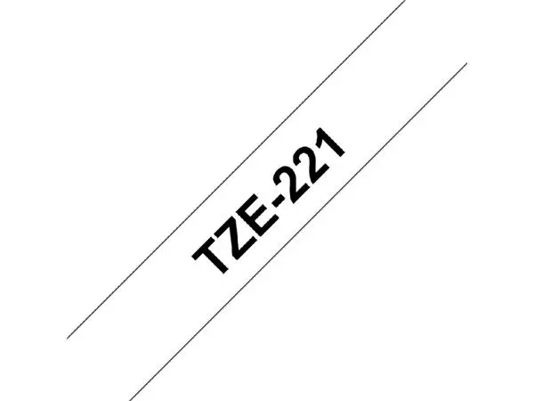 Een Labeltape Brother P-touch TZe-221 standaard 9mm zwart op wit koop je bij Buro De Peuter