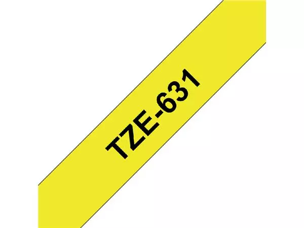 Een Labeltape Brother P-touch TZE-631 12mm zwart op geel koop je bij Kantoorvakhandel van der Heijde