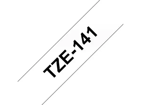 Een Labeltape Brother P-touch TZe-141 standaard 18mm zwart op transparant koop je bij Buro De Peuter