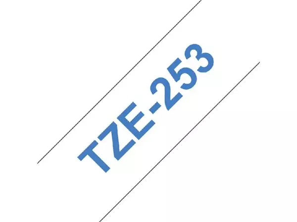 Een Labeltape Brother P-touch TZE-253 24mm blauw op wit koop je bij NiceSupplies.nl