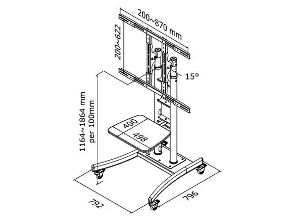 Een Monitormeubel Neomounts M2000E 37-85" zwart koop je bij NiceSupplies.nl