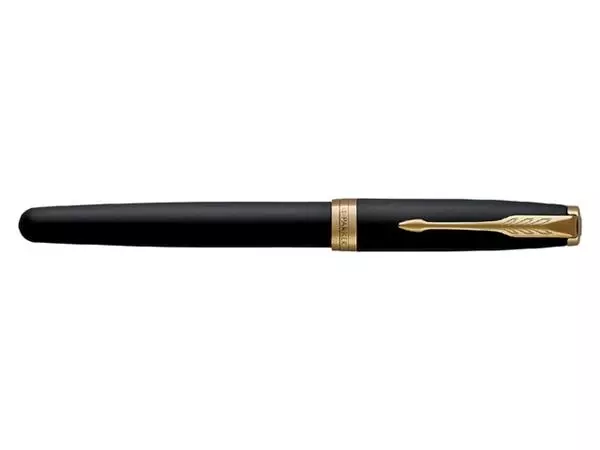 Een Stylo plume Parker Sonnet Matte Black Lacquer GT Fin koop je bij Van Hoye Kantoor BV