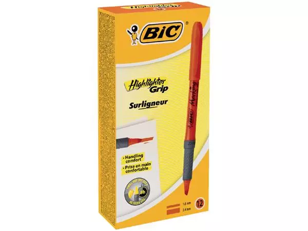 Een Markeerstift Bic brite liner grip oranje koop je bij Buro De Peuter