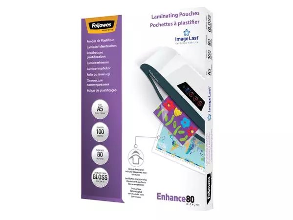 Een Lamineerhoes Fellowes A5 2x80micron glans 100 stuks koop je bij NiceSupplies.nl