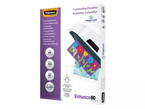 Een Lamineerhoes Fellowes A4 2x80micron glans 100stuks koop je bij NiceSupplies.nl