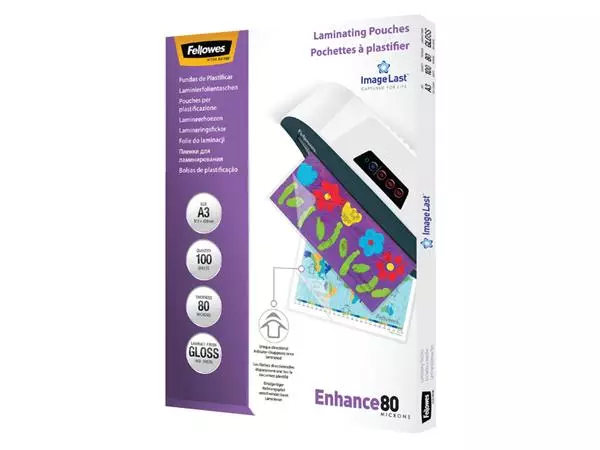 Een Lamineerhoes Fellowes A3 2x80micron glans 100stuks koop je bij NiceSupplies.nl