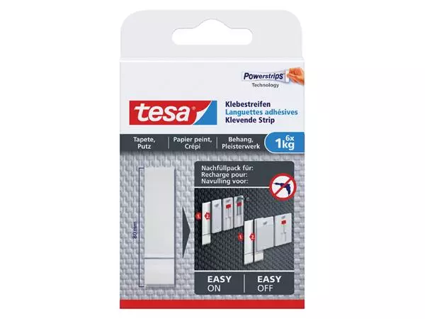 Een Kleefstrips tesa® behang & pleisterwerk 1kg wit 6 stuks 6 stuks koop je bij Buro De Peuter