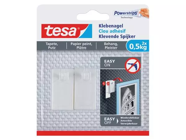 Een Klevende spijker tesa® behang en pleisterwerk 0,5kg wit koop je bij Kantoorvakhandel van der Heijde