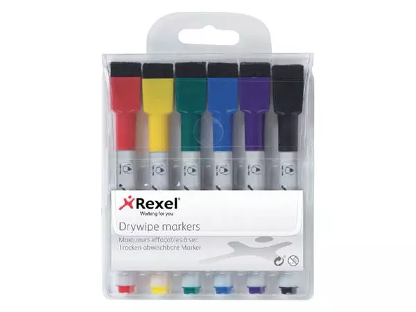 Een Whiteboardstift Rexel mini assorti 6 stuks koop je bij NiceSupplies.nl