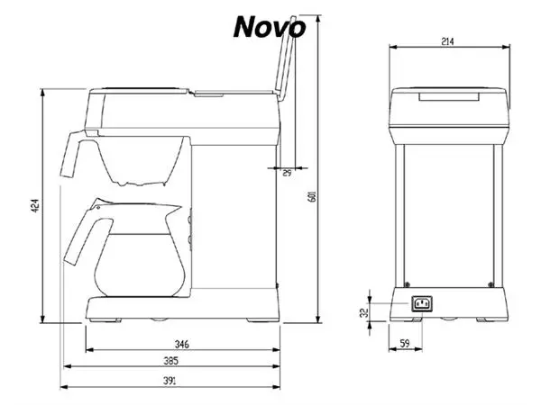 Een Koffiezetapparaat Bravilor Novo inclusief glazen kan koop je bij NiceSupplies.nl