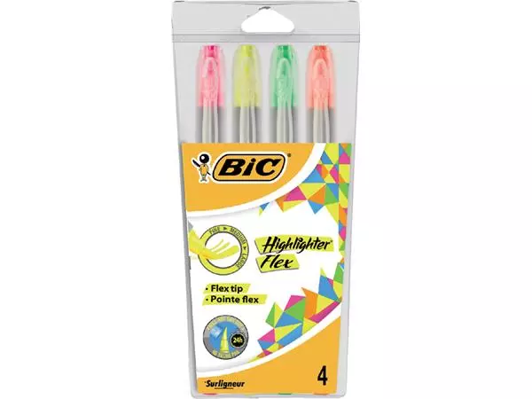 Een Markeerstift Bic flex assorti blister à 4 stuks koop je bij Kantoorvakhandel van der Heijde