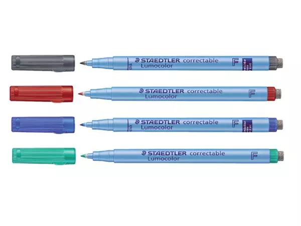 Een Viltstift Staedtler Lumocolor 305 non permanent correctable F zwart koop je bij Kantoorvakhandel van der Heijde