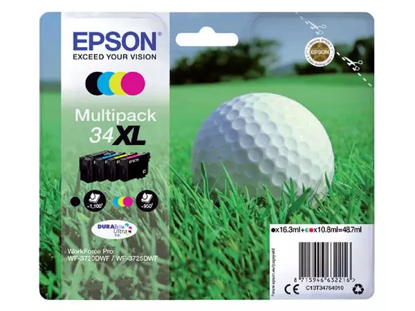 Een Inktcartridge Epson 34XL T3476 zwart + 3 kleuren koop je bij NiceSupplies.nl