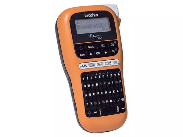 Een Labelprinter Brother P-touch TZe PT-E110 draagbaar qwerty 12mm oranje koop je bij De Angelot