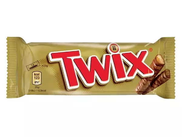 Een Snoep Twix reep 25x50 gram koop je bij Kantoorvakhandel van der Heijde