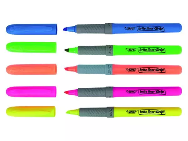 Een Markeerstift Bic brite liner grip geel koop je bij Kantoorvakhandel van der Heijde