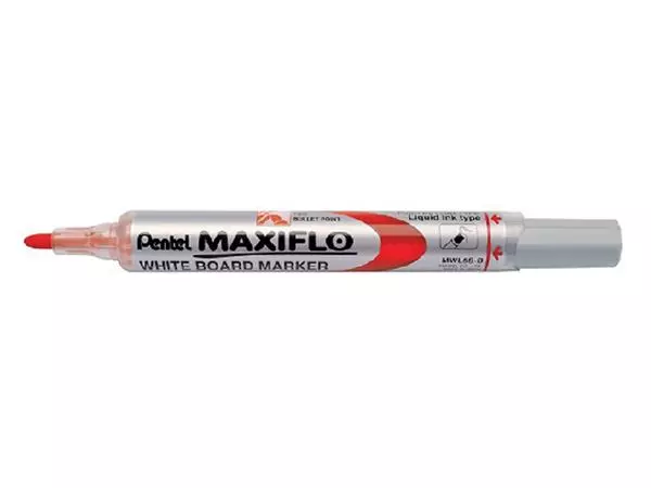 Een Viltstift Pentel MWL5S Maxiflo whiteboard rond 1mm rood koop je bij NiceSupplies.nl