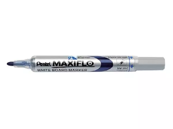 Een Viltstift Pentel MWL5S Maxiflo whiteboard rond 1mm blauw koop je bij Buro De Peuter