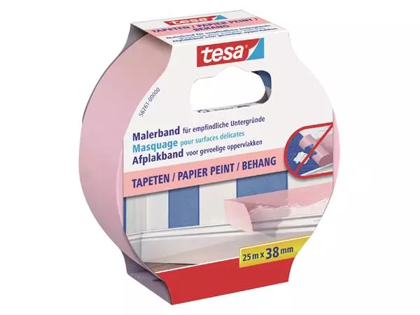 Een AFPLAKTAPE TESA PROF SENSITIVE 25MX38MM ROZE koop je bij Kantoorvakhandel van der Heijde