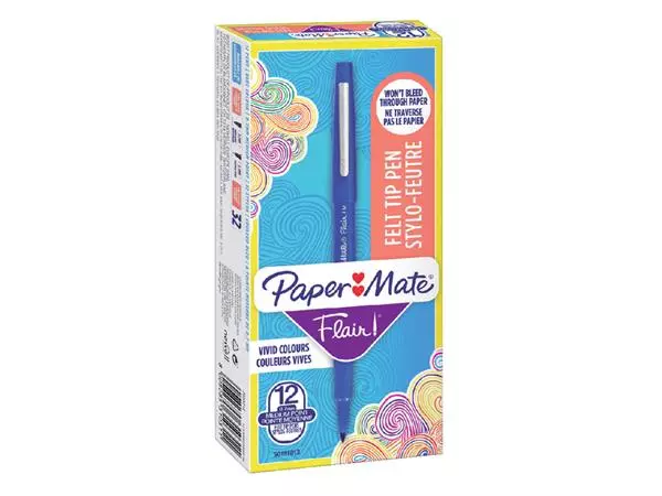 Een Fineliner Paper Mate Flair Original medium blauw koop je bij Buro De Peuter