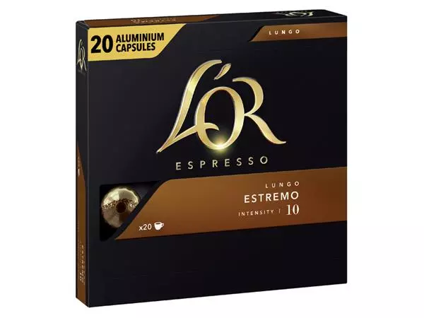 Een Koffiecups L'Or espresso Lungo Estremo 20 stuks koop je bij Buro De Peuter