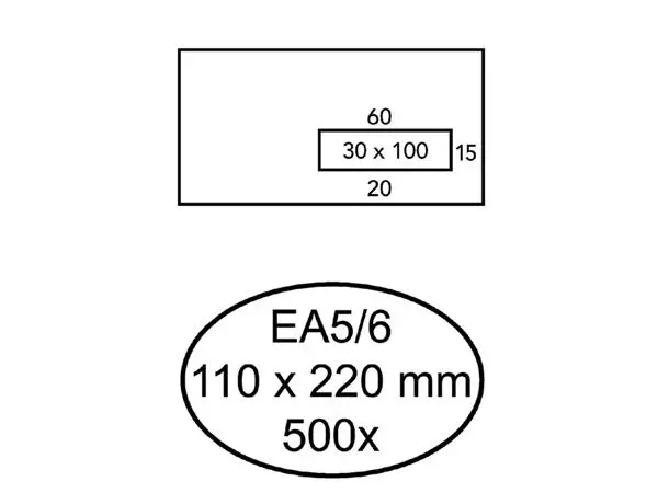 Een Envelop Quantore 110x220mm venster 3x10cm rechts zelfkl 500s koop je bij Kantoorvakhandel van der Heijde