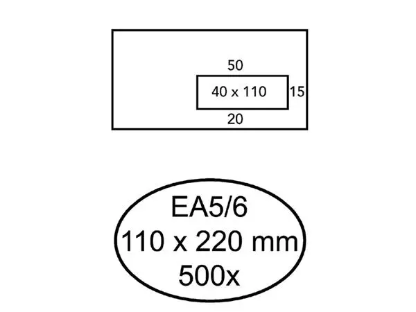 Een Envelop Hermes EA5/6 110x220mm venster 4x11rechts zelfkl 500 koop je bij NiceSupplies.nl