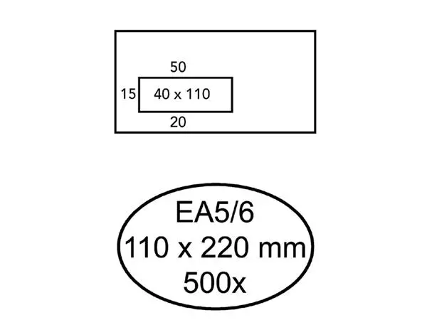 Een Enveloppe Quantore 110x220mm fenêtre à gauche 4x11cm AC 500p koop je bij Van Hoye Kantoor BV