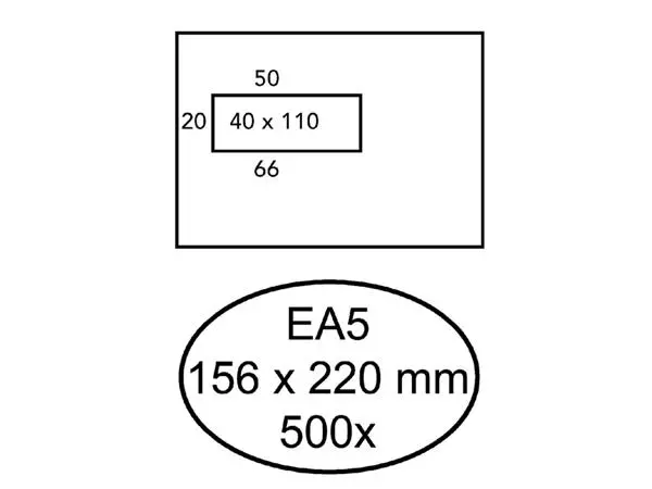 Een Envelop Hermes EA5 156x220mm venster 4x11links zelfklevend 500 stuks koop je bij NiceSupplies.nl