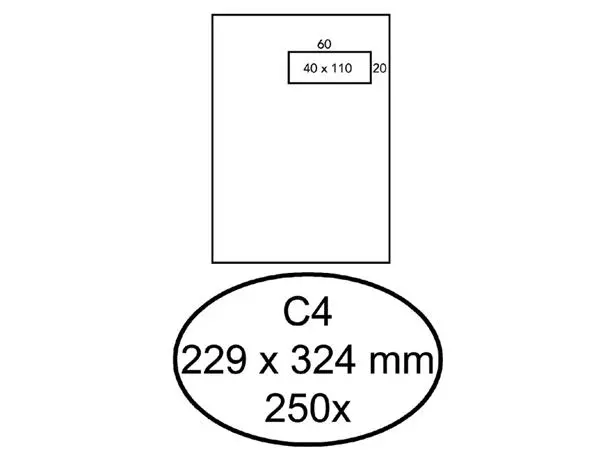 Een Envelop Quantore C4 229x324mm venster 4x11cm rechts zelfklevend 250 stuks koop je bij NiceSupplies.nl