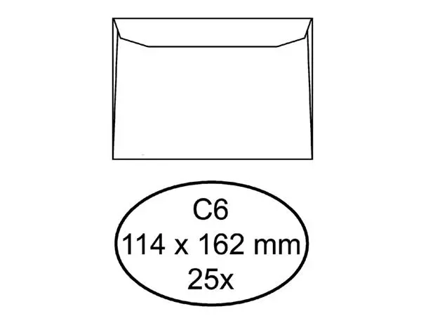 Een Envelop Quantore bank C6 114x162mm wit 25stuks koop je bij Kantoorvakhandel van der Heijde