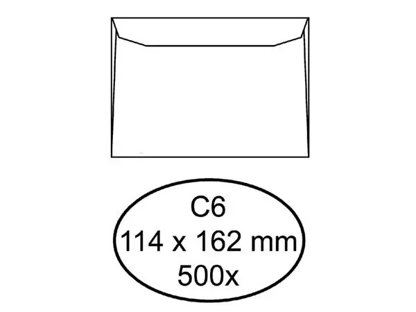 Een Envelop Quantore bank C6 114x162mm wit 500stuks koop je bij Kantoorvakhandel van der Heijde